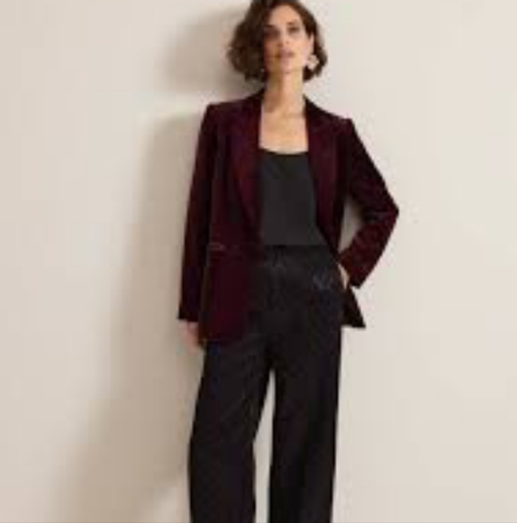 Ralph Lauren Womens Velvet Blazer Sport Coat Casual Jacket Wine Size 16R Goth - Picture 1 of 11